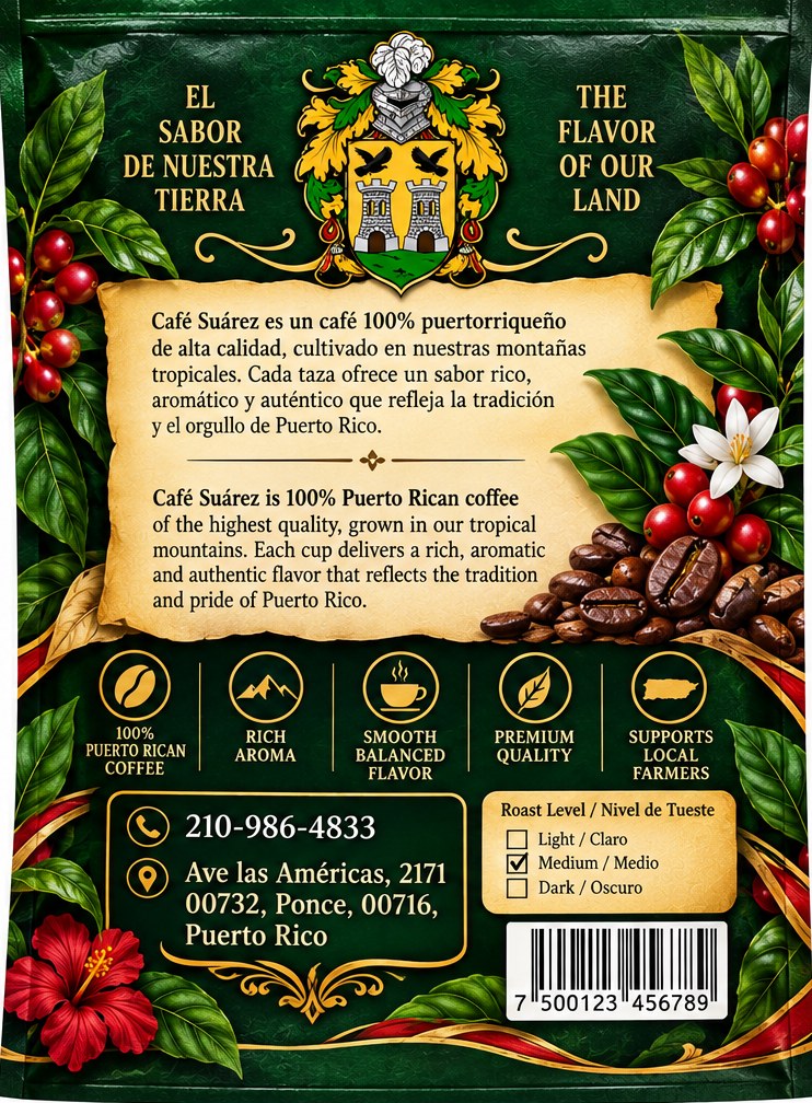 Café Suárez back label